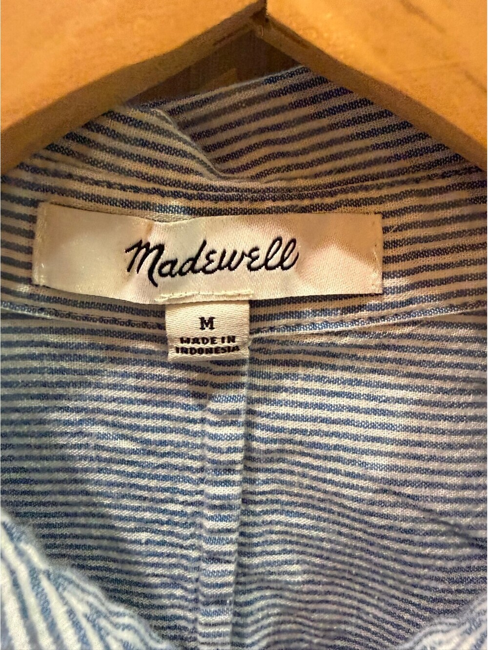 Madewell Cotton Blend Striped Oversized Button-Down Shirt, Medium - Picture 3 of 4